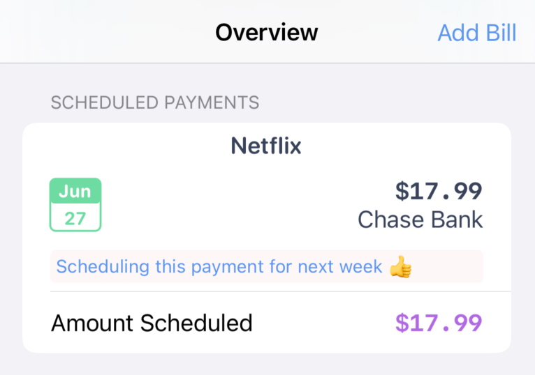 Future scheduled payments