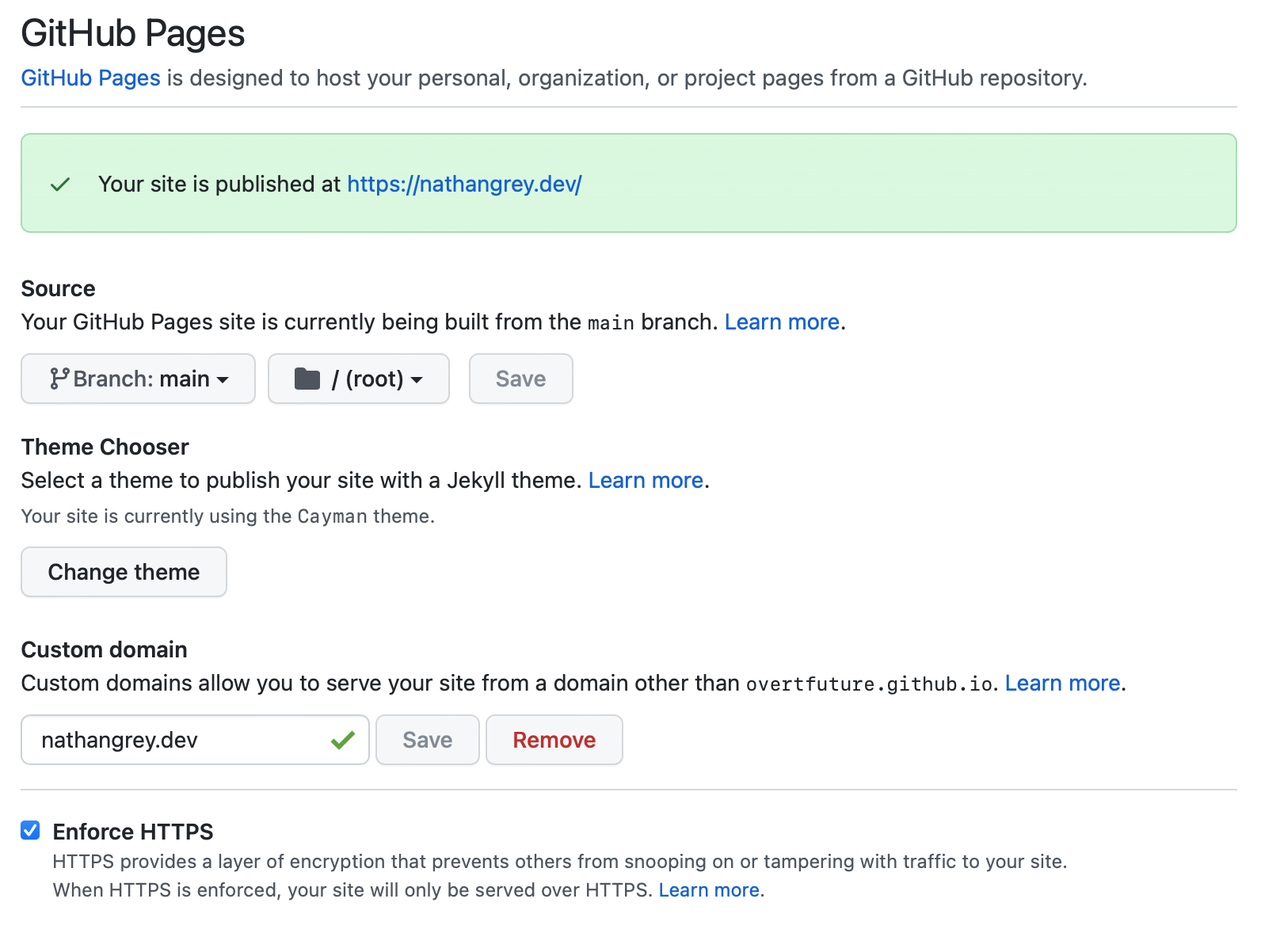 github pages settings